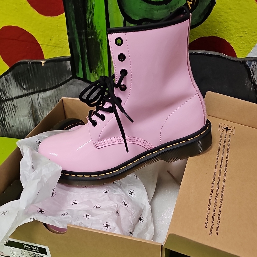 NIDr. Martens Patent Pink Combat Boots